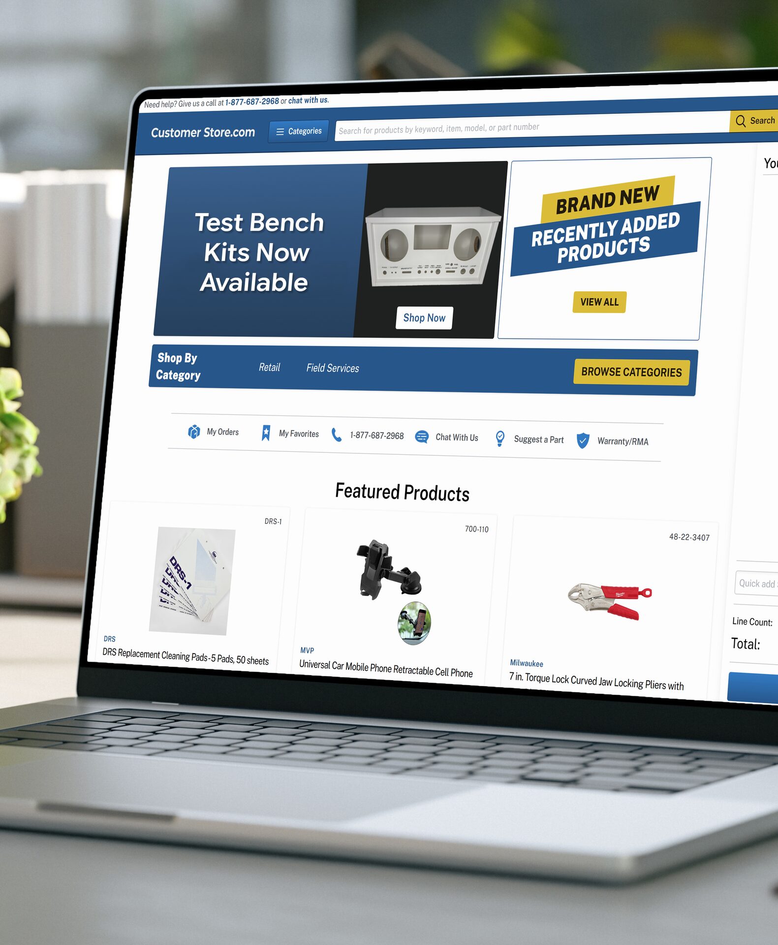 Laptop displaying a customized online product storefront